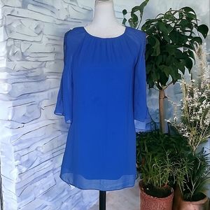 Amy Byer Women's Blue Long Sleeve Cut Out Pleated Mini Sheath Dress Size 12